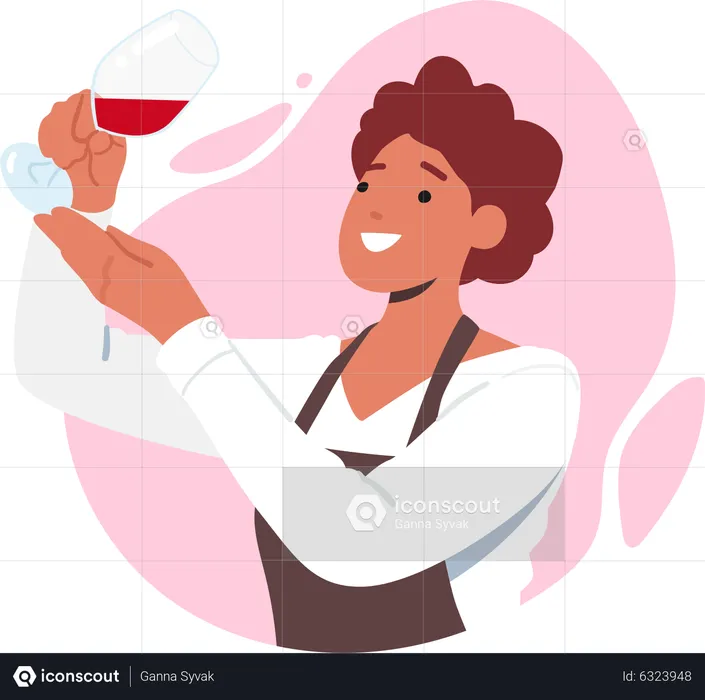 Sommelier Tasting Wine  Illustration