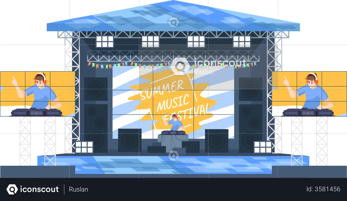 Sommer-DJ-Musikfestival  Illustration