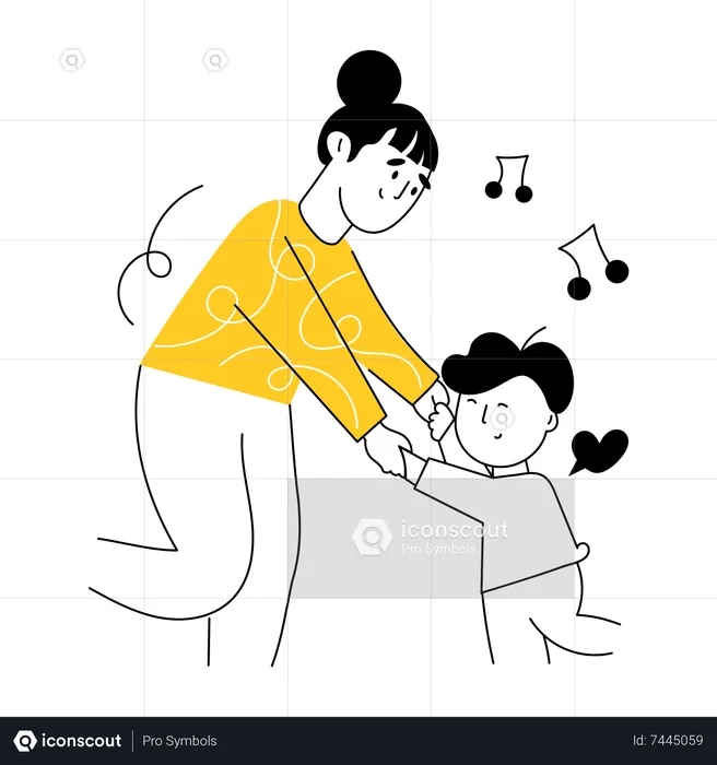 Son Dancing with Mom  Illustration