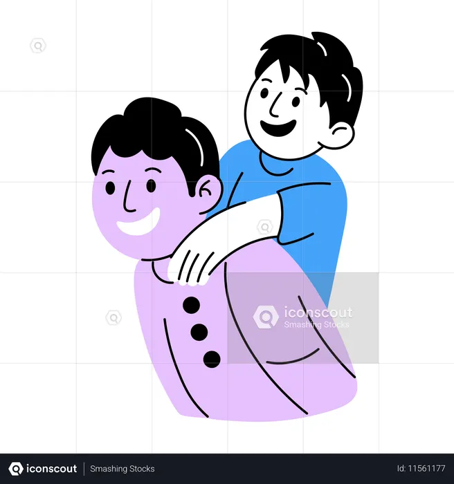 아버지와 함께 즐기는 아들  일러스트레이션