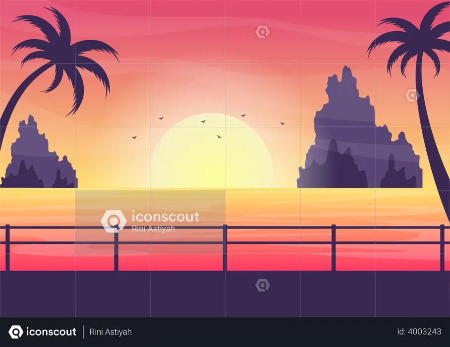 Sonnenuntergang landschaft  Illustration