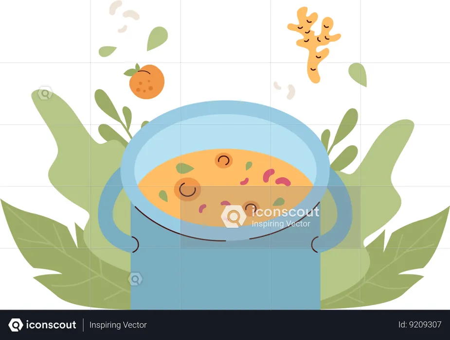 Sopa de legumes está preparada  Ilustração