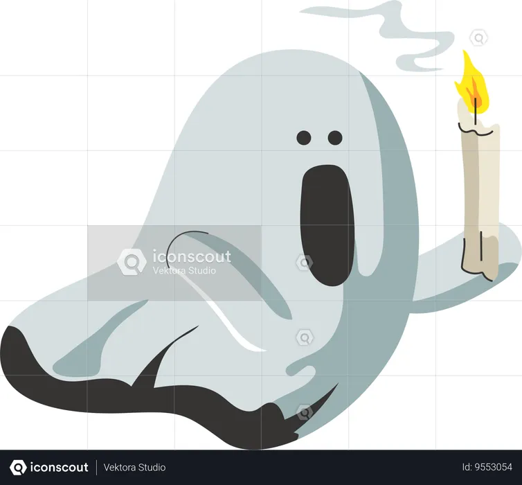 Sorrowful Ghost with Candle  Illustration