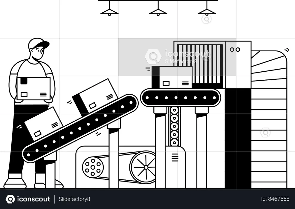 Sorting Goods With Machine  Illustration