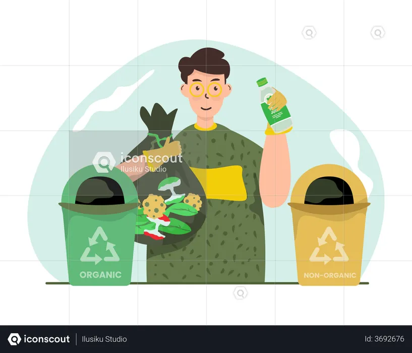 Sorting organic and non-organic waste  Illustration