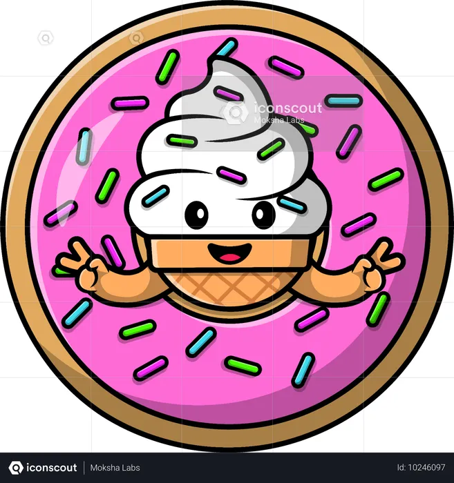 Sorvete em Donut  Ilustração