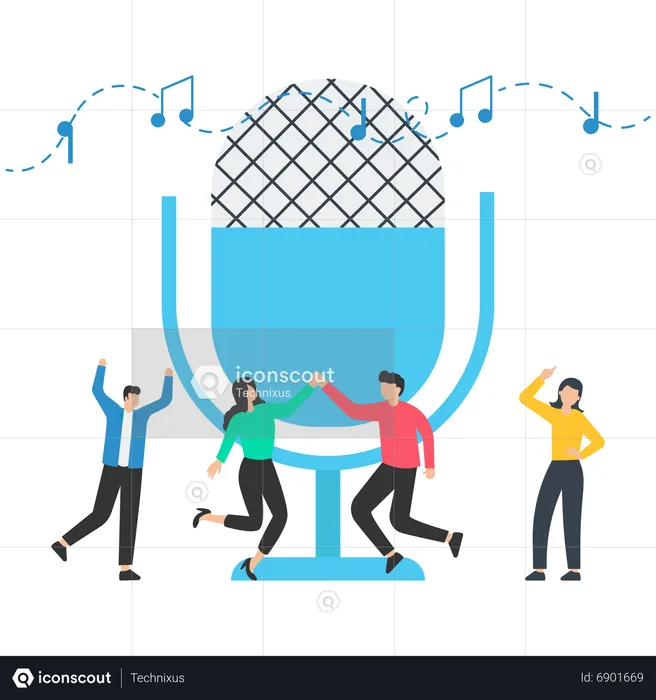 Sound recording on the radio into a microphone  Illustration