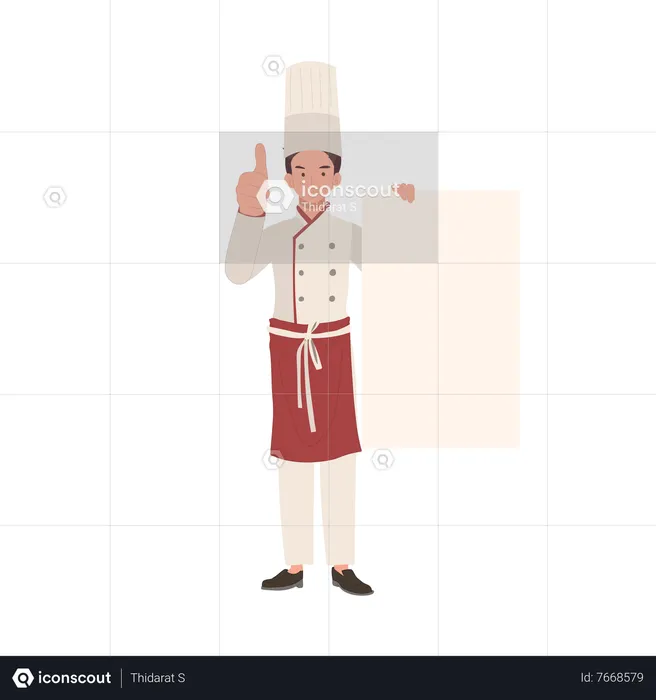 Chef masculin souriant donnant le pouce vers le haut  Illustration