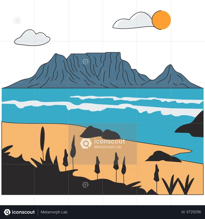 South Africa - Table Mountain  Illustration