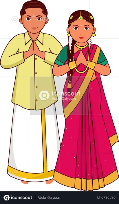 South indian marriage couple  Illustration