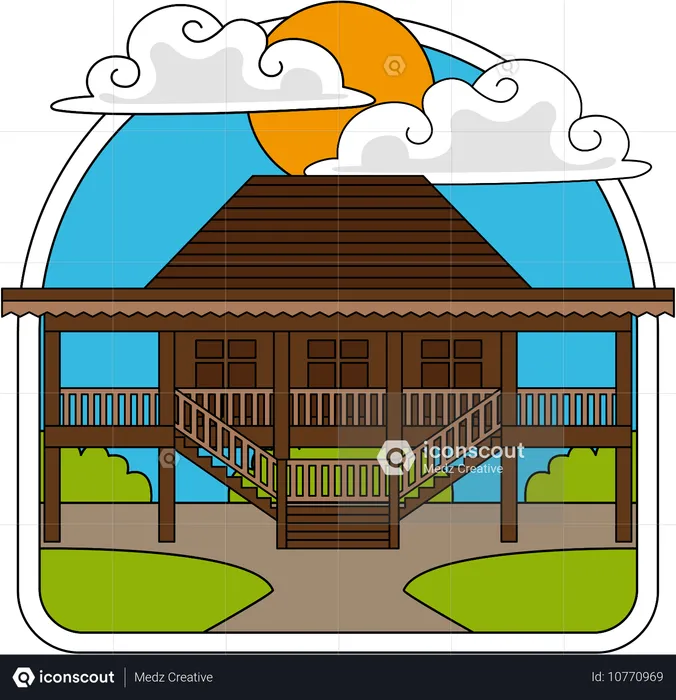 South Sumatra Traditional House  Illustration