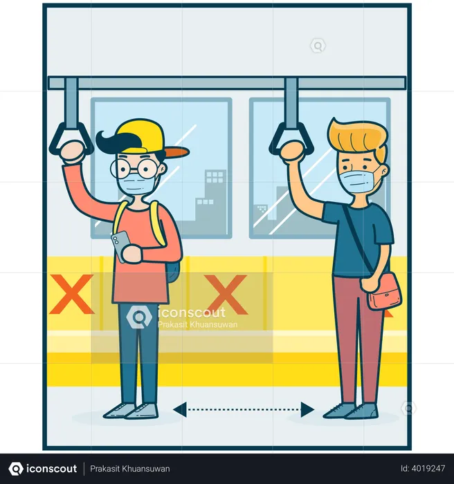 Soziale Distanzierung in der U-Bahn  Illustration