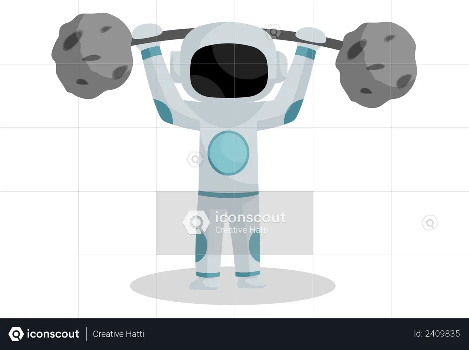 Pilote spatial soulevant un poids  Illustration