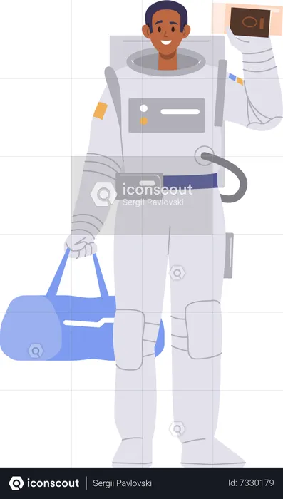 Space tourist carrying luggage  Illustration