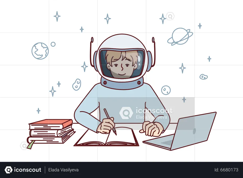 Astronaute écrire des notes  Illustration