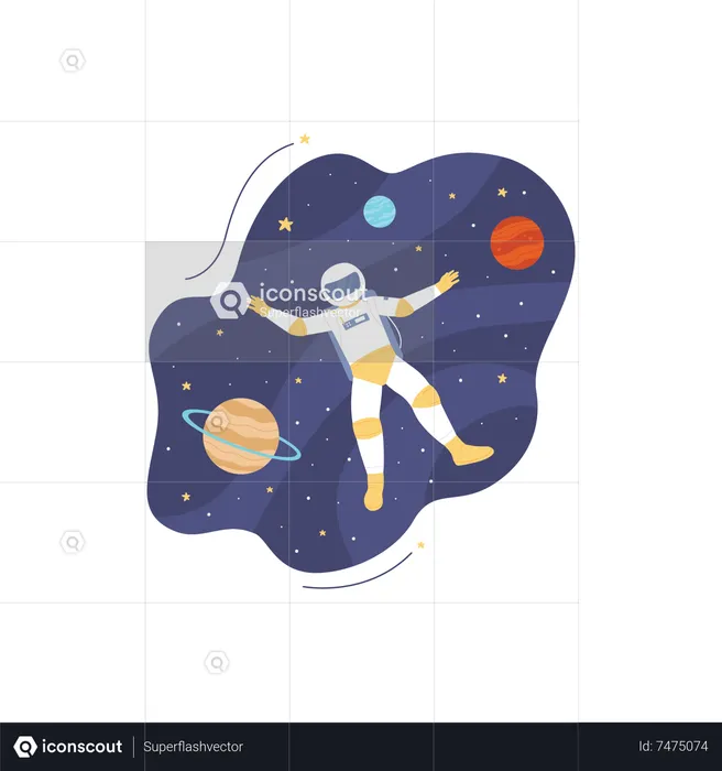 Spaceman floating in space  Illustration