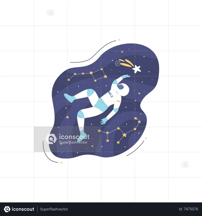 Spaceman floating in space  Illustration