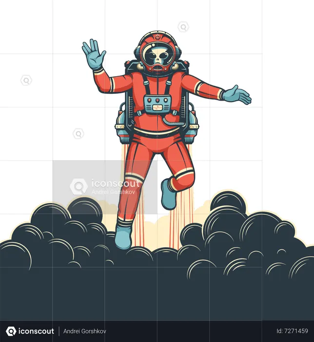 Spaceman in pressure suit out space among stars Vector Image