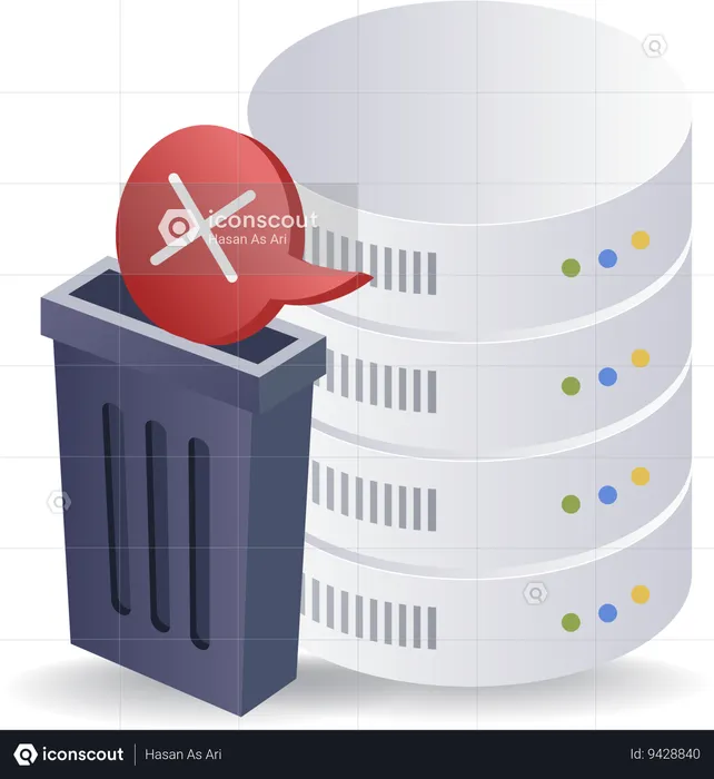 Spam trash database server  Illustration