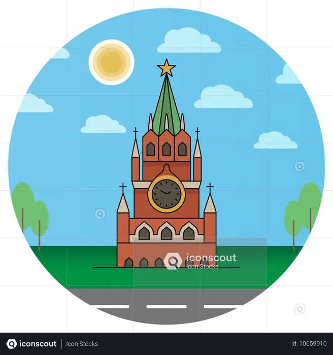 Spasskaya Tower Kremlin Moscow  Illustration