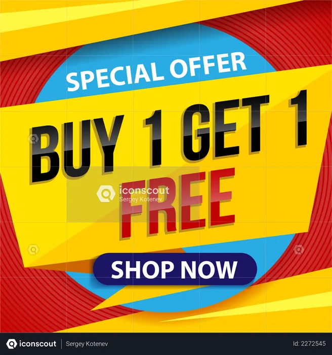 Special offer, Buy 1 get 1 free sale  Illustration