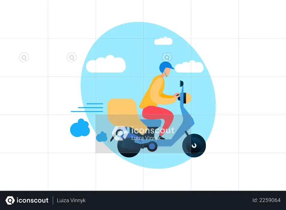 Speed Delivery on Scooter  Illustration