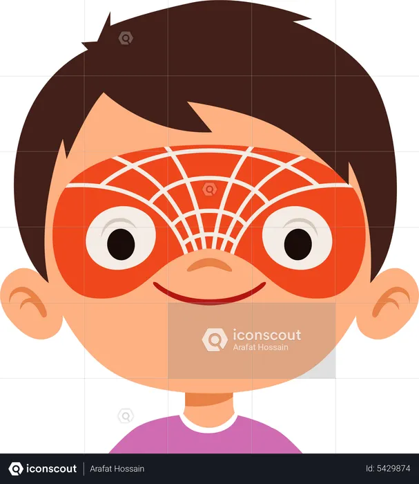 Spider face painting on boy face  Illustration