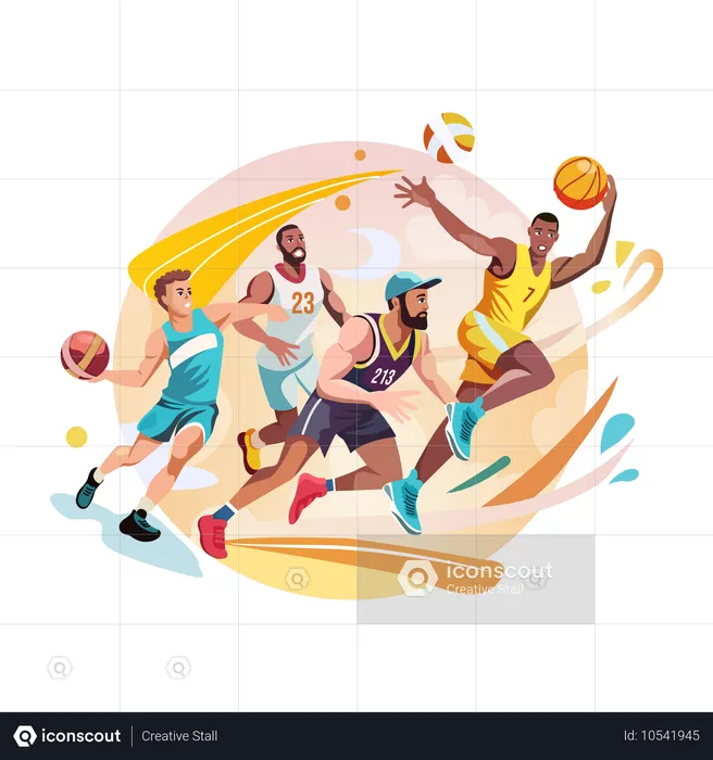 Spieler, die im Basketballspiel spielen  Illustration