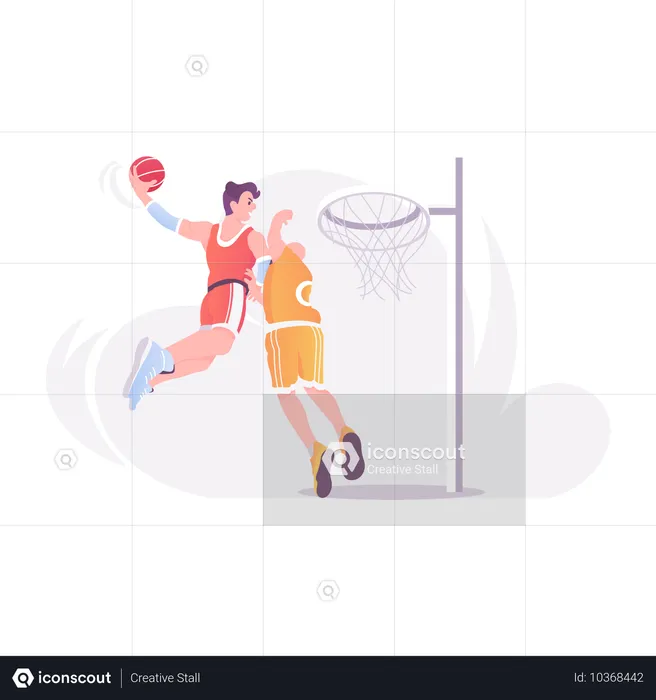 Spieler, der Basketball spielt  Illustration