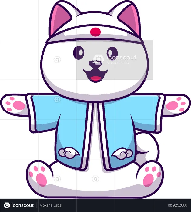 Spitz Dog With Japanese Costume  Illustration