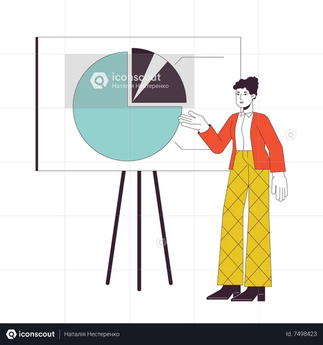 Spokeswoman with whiteboard presentation  Illustration