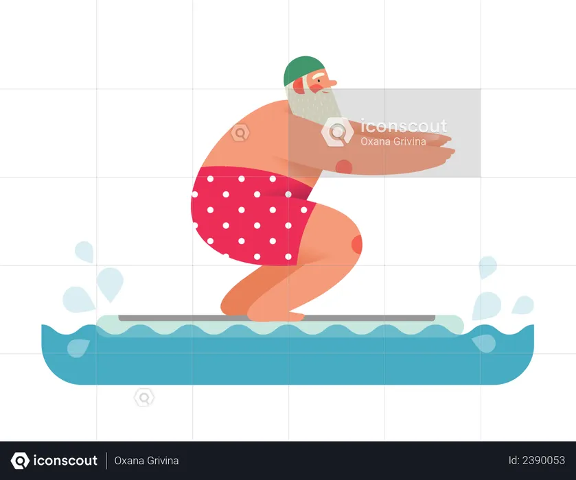 Sporting Santa enjoying swimming  Illustration