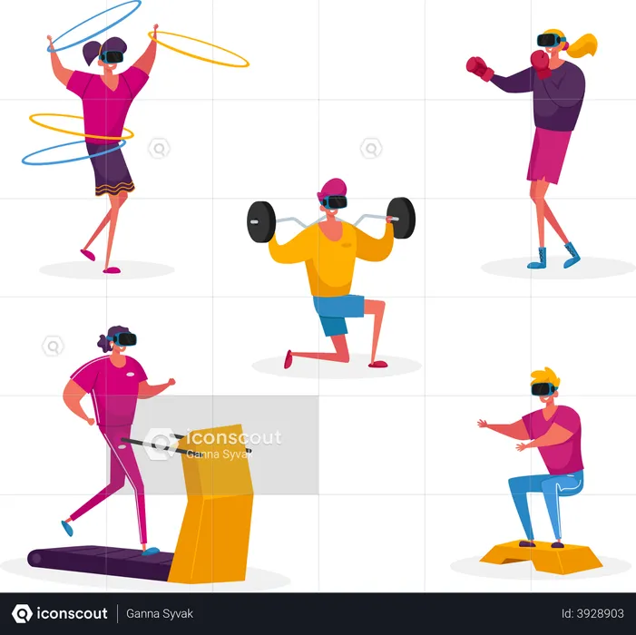 Sportliches Training im Virtual Reality Cyberspace  Illustration