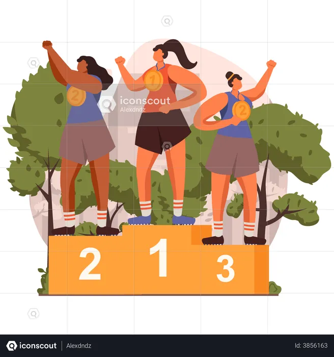 Sports competition winning podium  Illustration