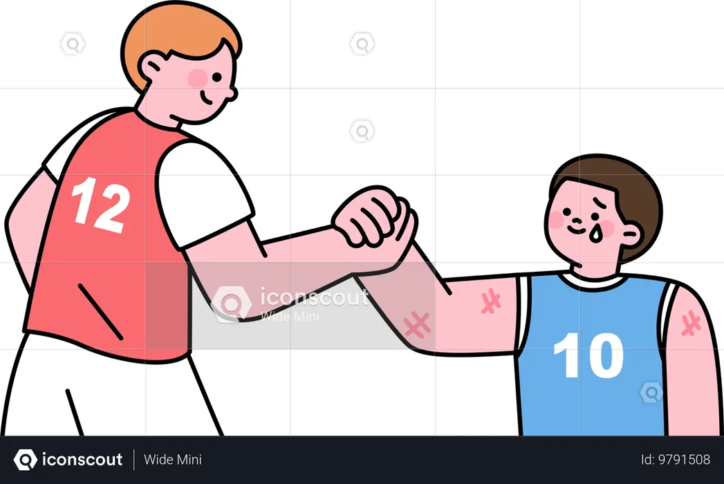 Sports man helping to other player in game  Illustration
