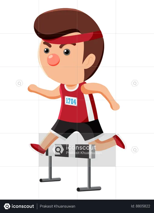 Sports player is playing crossing hurdles game  Illustration