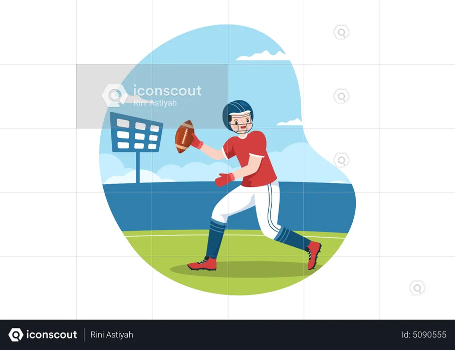 Sports Player playing American Football  Illustration