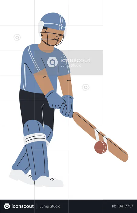 Sportsman Cricket Playing with a Bat in Hand  Illustration