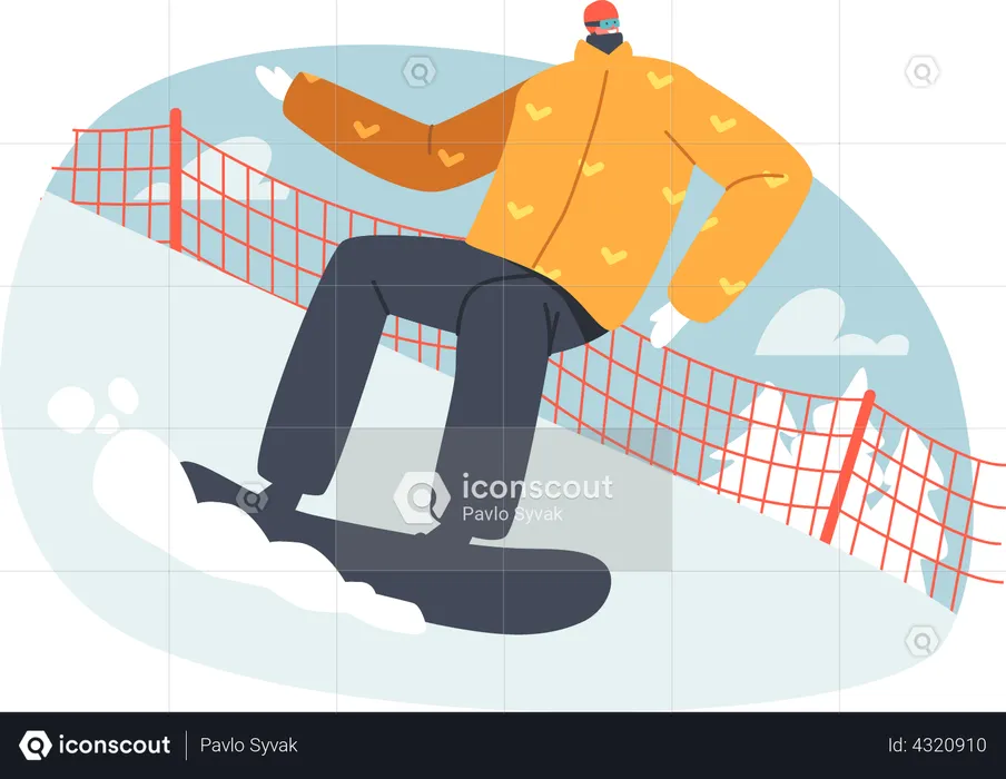 Sportsman Dressed in Winter Clothes and Goggles  Illustration