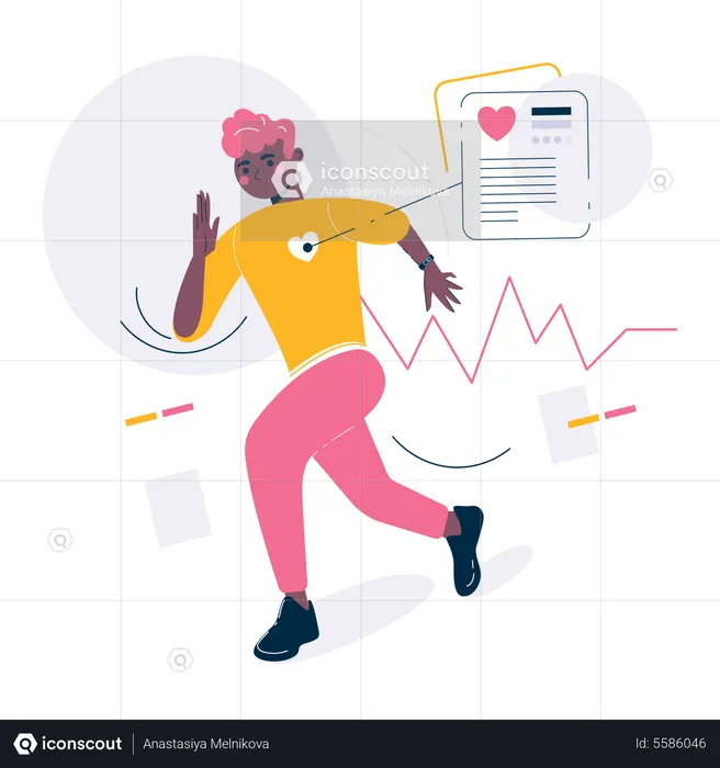 Sportsman running with fitness smart band  Illustration