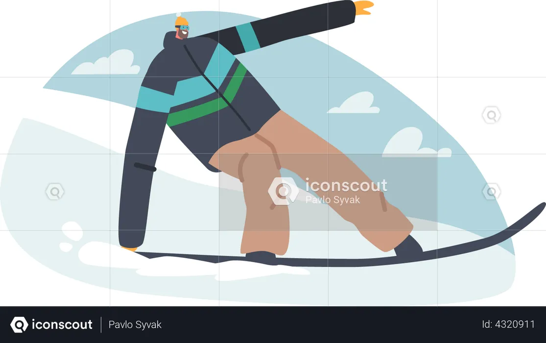 Sportsman Snowboarding  Illustration