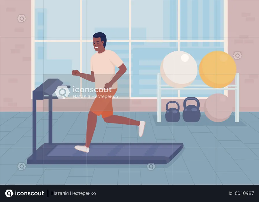 Sportsman training on treadmill  Illustration