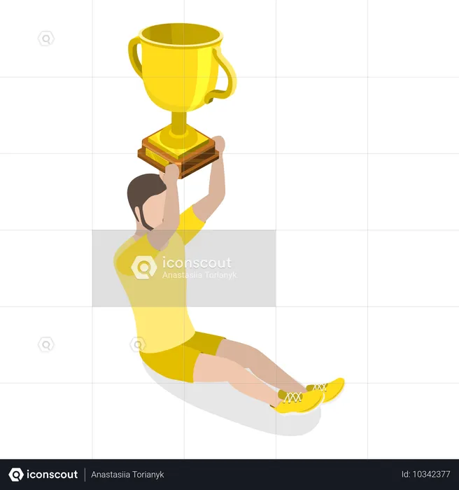 Sportler hält Trophäe  Illustration