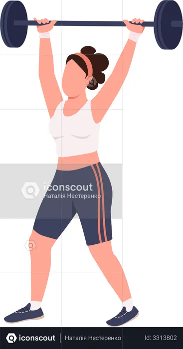 Sportswoman lifting barbell  Illustration