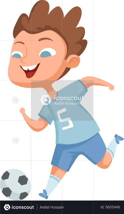 Sporty boy playing football  Illustration