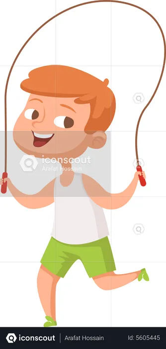 Sporty kid jumping with rope  Illustration