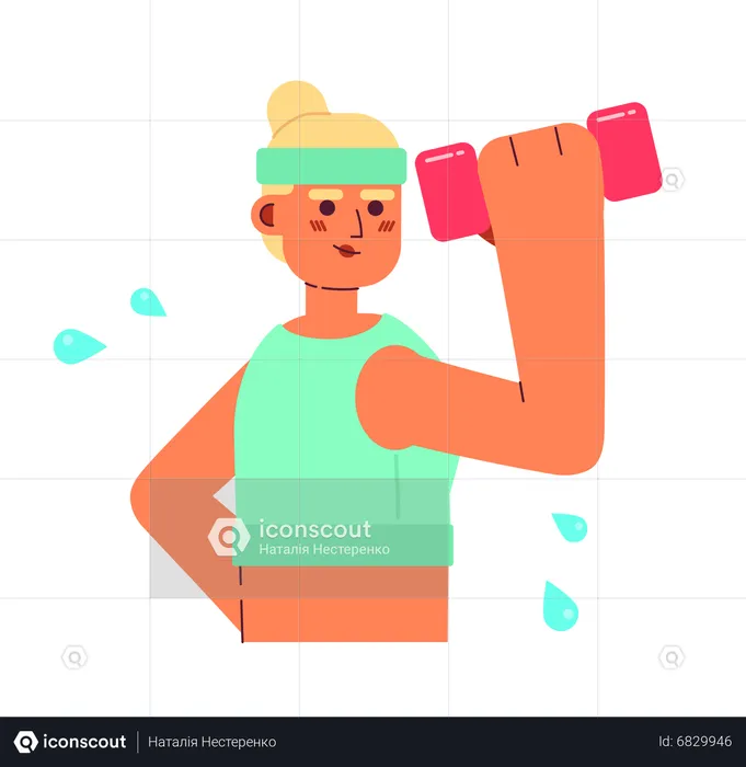 Sporty woman lifting dumbbell  Illustration