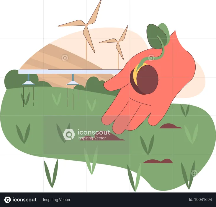 Sprout planting in farm  Illustration