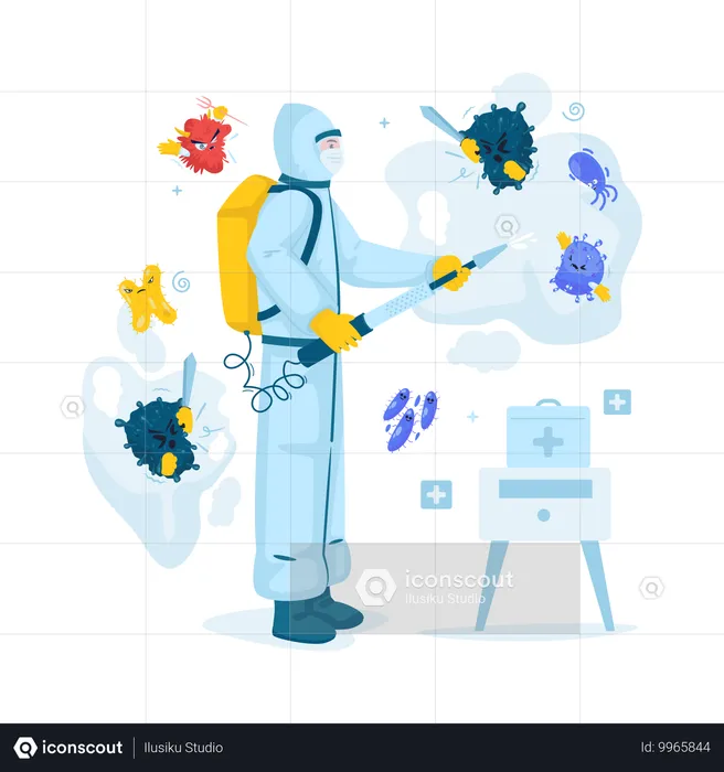 Desinfektionsmittel sprühen  Illustration