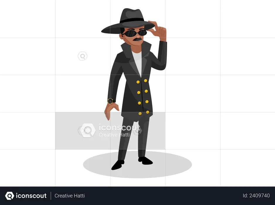 Spy adjusting his cap  Illustration